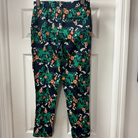 People Tree Claudia Marigold Leaf Print Trousers Organic Cotton size 8 - Picture 2 of 14